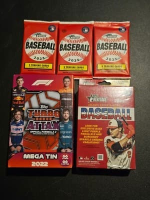 Topps F1 Mega Tin 2022 + Topps Heritage 2023/2025 Pack/Box Lot Sealed - Image 1