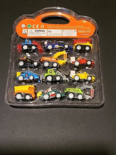 12 Pack My 1st Motorcade Pull Back Spring Motor Toy Cars 12-Construction Trucks - Thumbnail 2