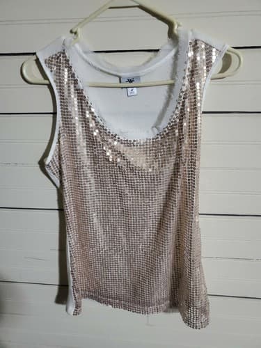 Womens Pink Sequin Sleveless Top Size M - Image 1