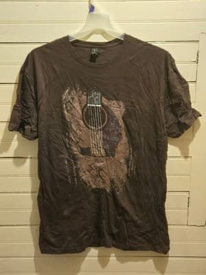 Gildan Shirt Mens XL Guitar Graphic Brown Short Sleeve Softstyle Tee Music - Image 1
