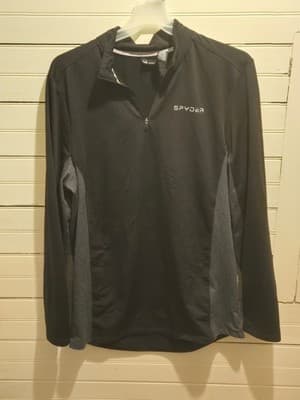 Spyder Pullover Mens XXL Black Gray Quarter Zip Active Performance Thermal Top - Image 1