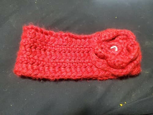 Red Womens Knit Headband With Bow And Charm - Image 1
