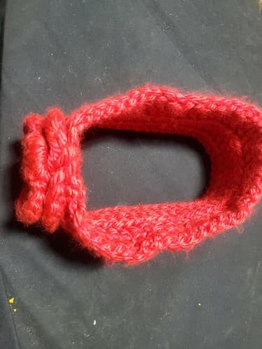 Red Womens Knit Headband With Bow And Charm - Thumbnail 2