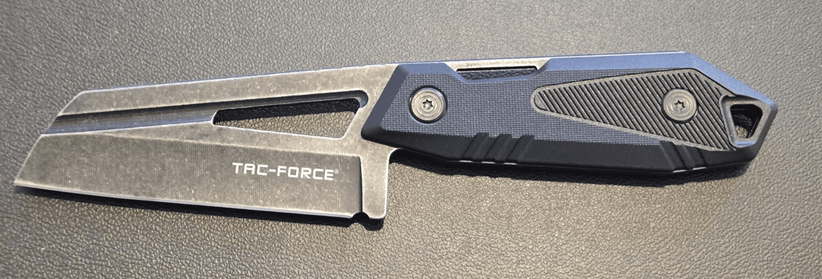 Tac-Force Tactical Fixed Blade Cleaver Knife Stonewashed Finish Nylon Sheath NIB - Thumbnail 3