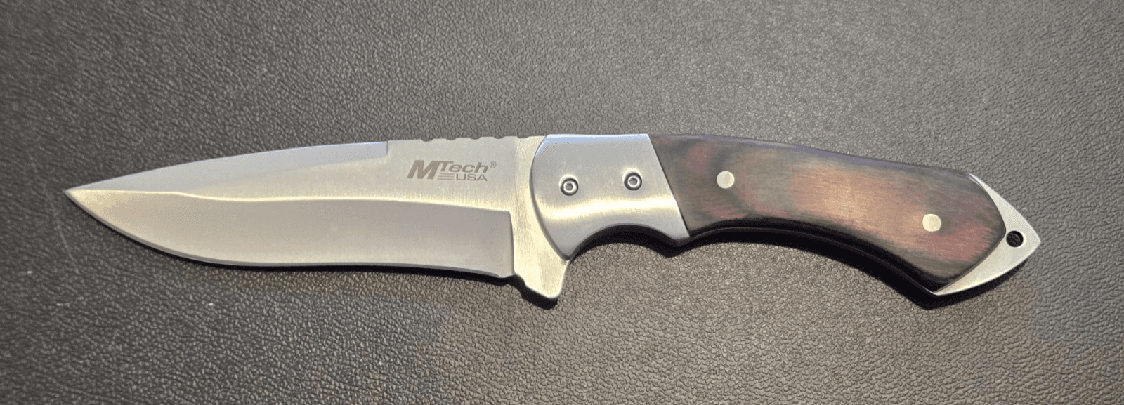 MTech USA MT-080 Fixed Blade Knife Wood Handle Stainless Steel Nylon Sheath NIB - Thumbnail 3