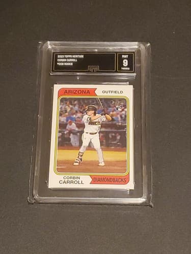 2023 Topps Heritage Corbin Carrol Rookie Card GMA Graded With A 9 Mint R.O.Y - Image 1