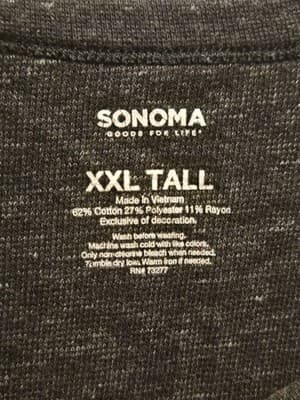 Sonoma Long Sleeve Shirt Mens XXL Tall Dark Gray Thermal Pullover - Thumbnail 2