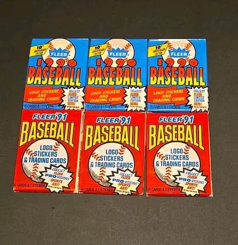 Lot Of 6 Fleer 90,91 Baseball Card Packs - Image 1