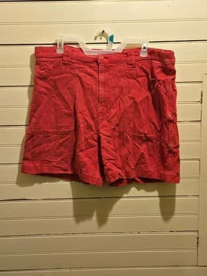 Cherokee Shorts Womens Plus 18W Red Cotton Stretch Pockets Button Fly Casual - Image 1