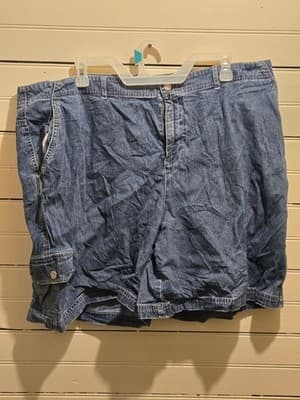 Kate Hill Shorts Womens 22W Denim Cargo Blue Button Fly Belt Loops Pockets - Image 1