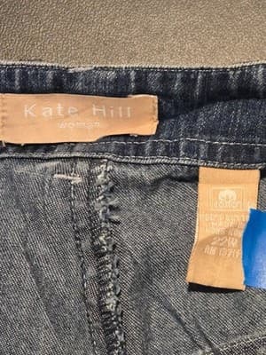 Kate Hill Shorts Womens 22W Denim Cargo Blue Button Fly Belt Loops Pockets - Thumbnail 2