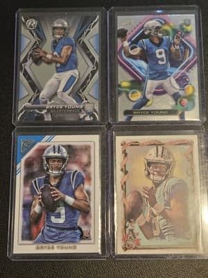 Lot of 4 Bryce Young Rookie Cards 2024 Topps RC Chrome, Allen & Ginter, Gallery - Image 1