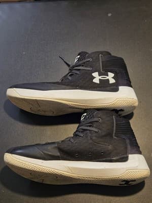 Under Armour Basketball Shoes Mens 12 SC Curry High Top Black White Used - Thumbnail 4