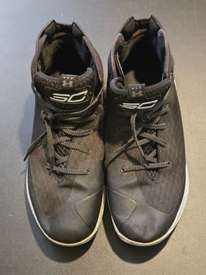 Under Armour Basketball Shoes Mens 12 SC Curry High Top Black White Used - Image 1