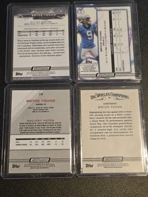 Lot of 4 Bryce Young Rookie Cards 2024 Topps RC Chrome, Allen & Ginter, Gallery - Thumbnail 2