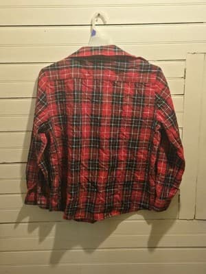 Allison Daley Shirt Womens 16 Red Black Plaid Long Sleeve Button Up Casual - Thumbnail 3