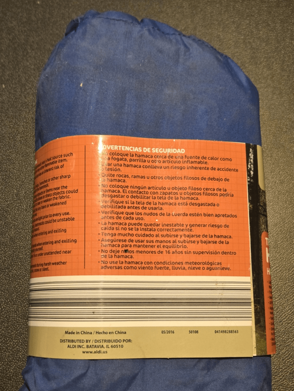 Adventuridge Travel Hammock 9x5 Ft Lightweight, Portable 330lb Capacity Blue NEW - Thumbnail 4