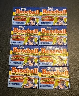 Lot Of 8 Topps 1989 Baseball Yearbook Stickers Packs 5 Stickers Per Pack - Image 1