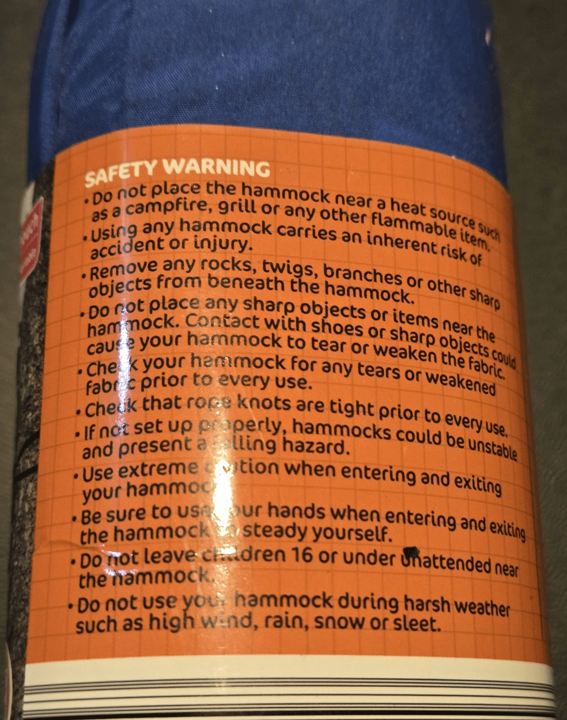 Adventuridge Travel Hammock 9x5 Ft Lightweight, Portable 330lb Capacity Blue NEW - Thumbnail 3