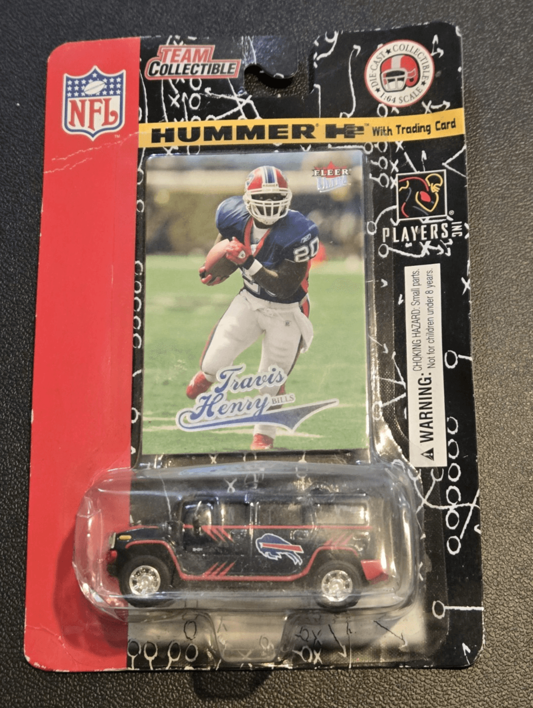 2004 Fleer NFL Team Collectible Travis Henry Buffalo Bills 1:64 Hummer H2 + Card - Image 1