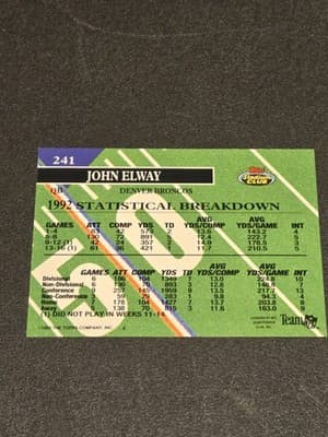 1993 Stadium Club #241 John Elway - Thumbnail 2