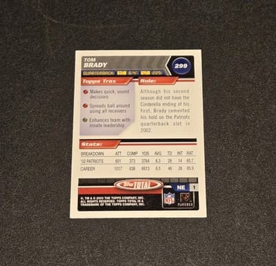 2003 Topps Total #299 Tom Brady - Thumbnail 2