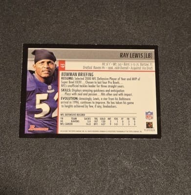2001 Bowman #43 Ray Lewis - Thumbnail 2