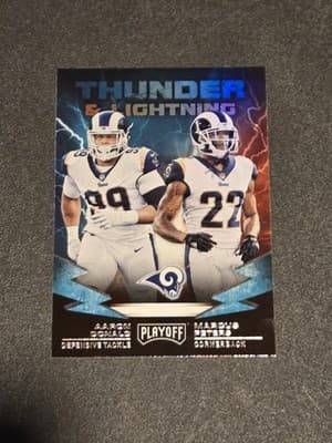 2019 Panini Playoff #20 Aaron Donald / Marcus Peters Thunder & Lightning - Image 1