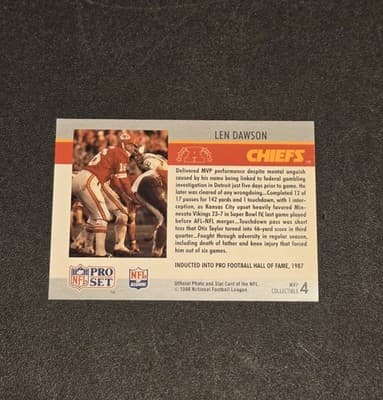 1990 Pro Set #4 Len Dawson Super Bowl MVP Collectibles - Thumbnail 2