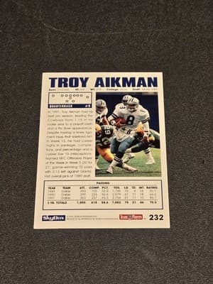 1992 SkyBox Impact #232 Troy Aikman - Thumbnail 2
