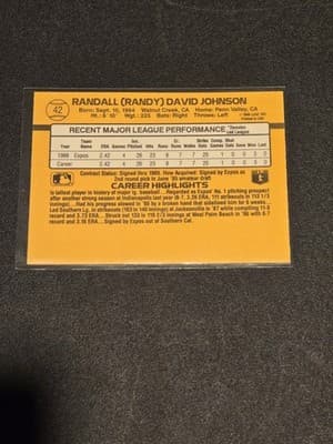 1989 Donruss #42 Randy Johnson - Thumbnail 2