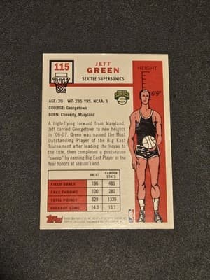 2007-08 Topps #115 Jeff Green 1957-58 Variations - Thumbnail 2