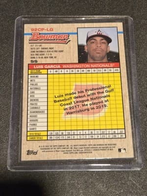 2020 Bowman Heritage #92CP-LG Luis Garcia Chrome Prospects Blue #/99 - Thumbnail 2