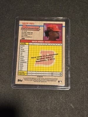 2020 Bowman Heritage #92CP-REC Rece Hinds Chrome Prospects Blue #/99 - Thumbnail 2