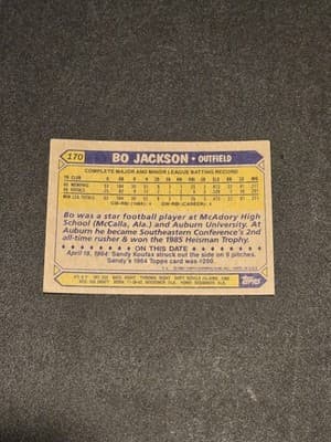 1987 Topps #170 Bo Jackson - Thumbnail 2