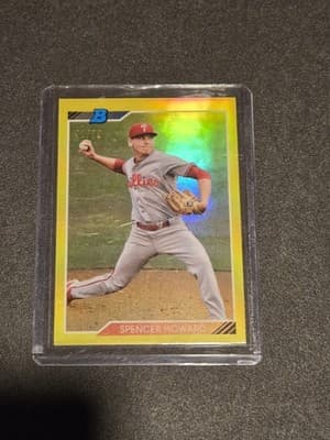 2020 Bowman Heritage #92CP-SH Spencer Howard Chrome Prospects Yellow #/75 - Image 1