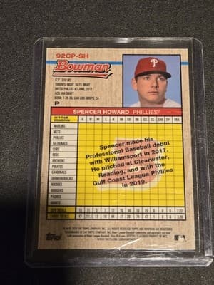 2020 Bowman Heritage #92CP-SH Spencer Howard Chrome Prospects Yellow #/75 - Thumbnail 2