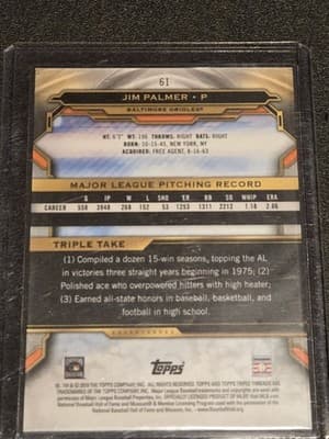 2019 Topps Triple Threads #61 Jim Palmer - Thumbnail 2