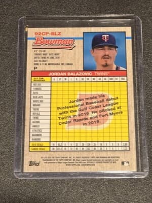 2020 Bowman Heritage #92CP-BLZ Jordan Balazovic Chrome Prospects Yellow #/75 - Thumbnail 2