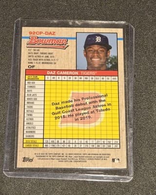 2020 Bowman Heritage #92CP-DAZ Daz Cameron Chrome Prospects Blue #/99 - Thumbnail 2