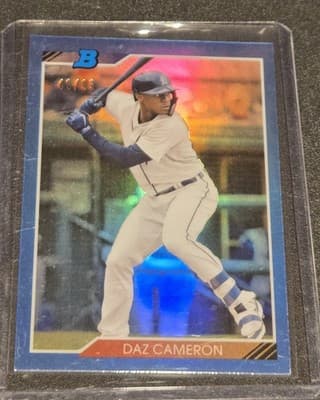 2020 Bowman Heritage #92CP-DAZ Daz Cameron Chrome Prospects Blue #/99 - Image 1