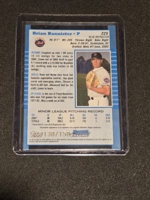 2005 Bowman Chrome #225 Brian Bannister Blue Refractors #/150 - Thumbnail 2