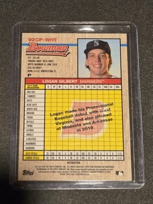 2020 Bowman Heritage #92CP-WHT Logan Gilbert Chrome Prospects Refractor #/199 - Thumbnail 2