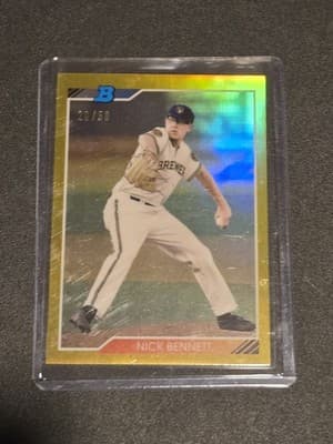 2020 Bowman Heritage #92CP-NB Nick Bennett Chrome Prospects Gold #/50 - Image 1
