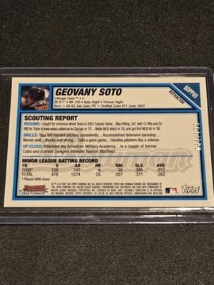 2007 Bowman Draft Picks & Prospects #BDPP85 Geovany Soto Chrome Prospects - Thumbnail 2