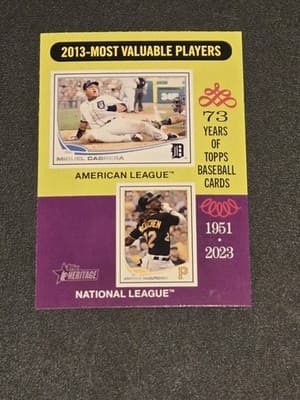 2024 Topps Heritage #206 2013 MVPs (Miguel Cabrera / Andrew McCutchen) MVP - Image 1