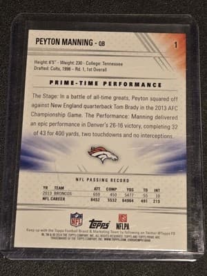 2014 Topps Prime #1a Peyton Manning - Thumbnail 2