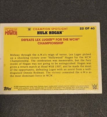 2015 Topps WWE Road to Wrestlemania #22 Defeats Lex Luger Hulk Hogan Tribute - Thumbnail 2