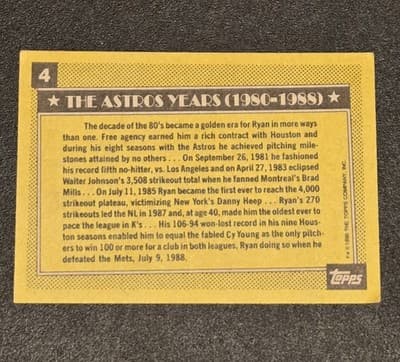 1990 Topps #4 Nolan Ryan Collector's Edition (Tiffany) - Thumbnail 2