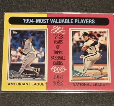 2024 Topps Heritage #198 1994 MVPs (Frank Thomas / Jeff Bagwell) MVP - Image 1